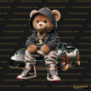 A Teddy Bear Sitting On Top Of A Car Animals Wildlife 5 - Design DTF