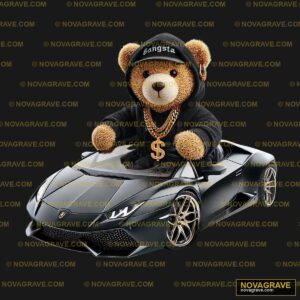 A Teddy Bear Sitting On Top Of A Lamb Car Animals Wildlife - Design DTF