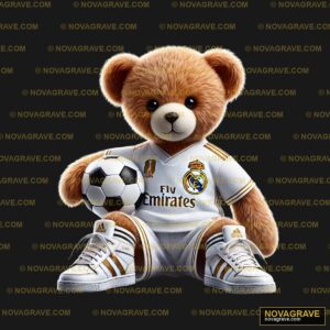 A Teddy Bear Sitting With A Soccer Shoe Animals Wildlife - DTF Transfer Design