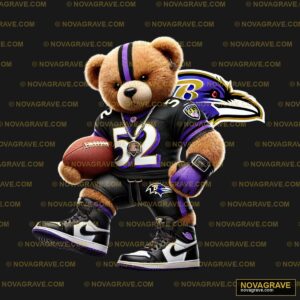 A Teddy Bear Wearing A Baltimore Ravens Unifo Animals Wildlife - Design DTF