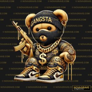A Teddy Bear Wearing A Black And Gold Outfit Animals Wildlife 2 - DTF Ontwerp