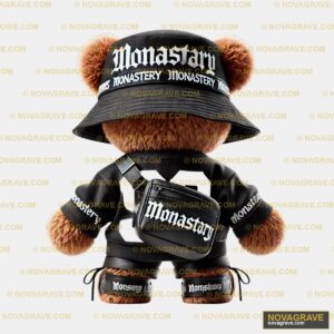 A Teddy Bear Wearing A Black Hat And Black Ja Animals Wildlife - Design DTF