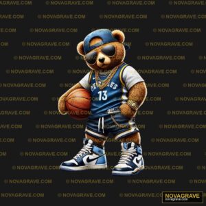 A Teddy Bear Wearing A Blue And White Uniform Animals Wildlife 2 - DTF Ontwerp