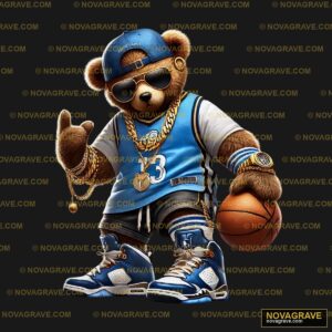 A Teddy Bear Wearing A Blue And White Uniform Animals Wildlife 3 - DTF Ontwerp
