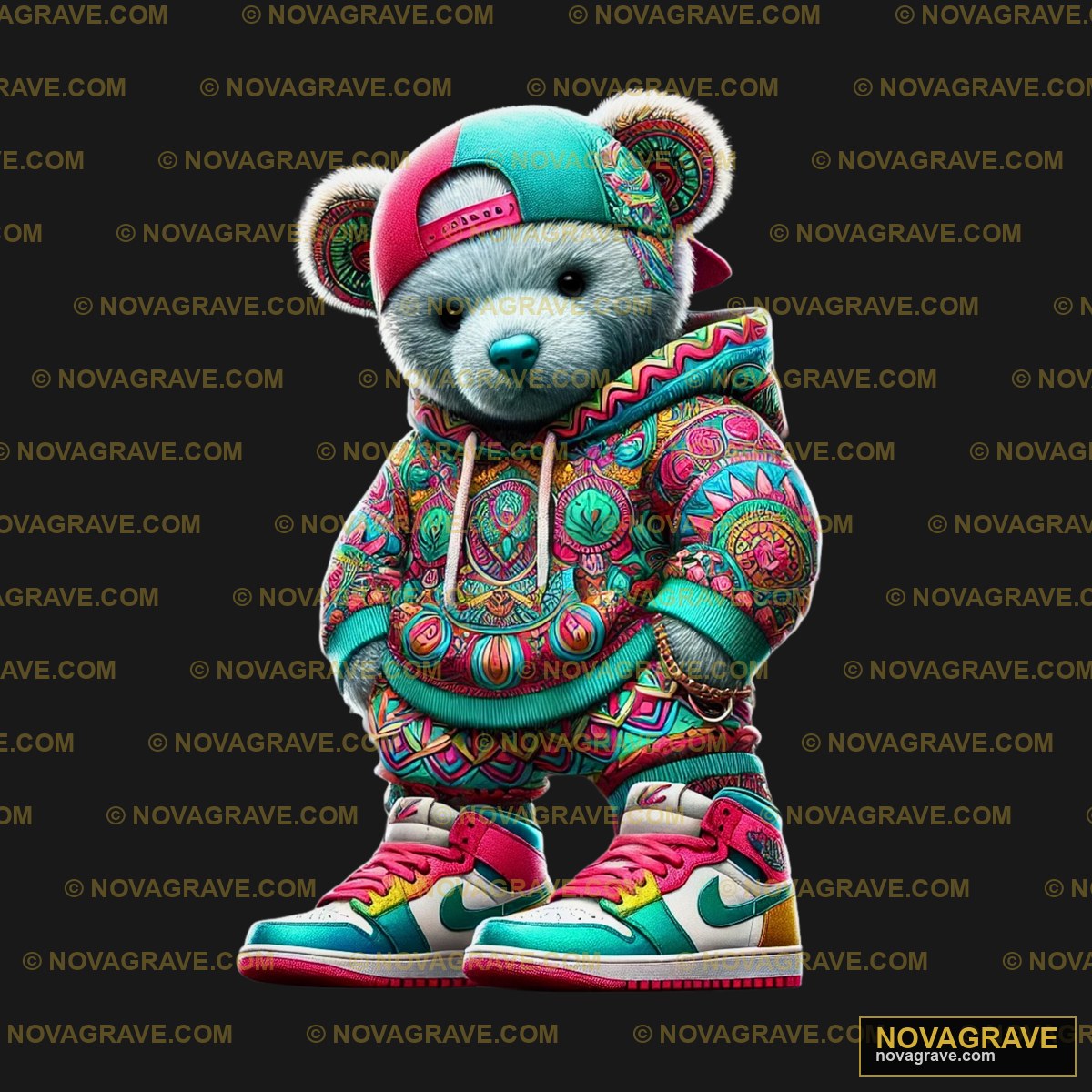 A Teddy Bear Wearing A Colorful Outfit Animals Wildlife - DTF Transfer Design