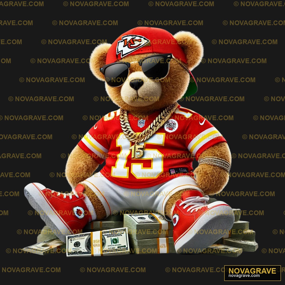 A Teddy Bear Wearing A Football Jersey And Su Animals Wildlife - Design DTF