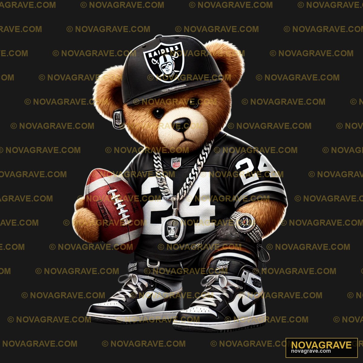 A Teddy Bear Wearing A Football Uniform And H Animals Wildlife 2 - DTF Transfer Design