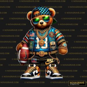 A Teddy Bear Wearing A Football Uniform And S Animals Wildlife 6 - Design DTF