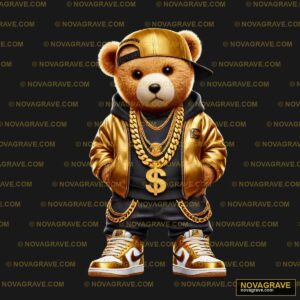 A Teddy Bear Wearing A Gold Jacket And Hat Animals Wildlife - DTF Transfer Design