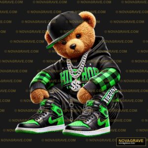 A Teddy Bear Wearing A Green And Black Outfit Animals Wildlife - DTF Ontwerp