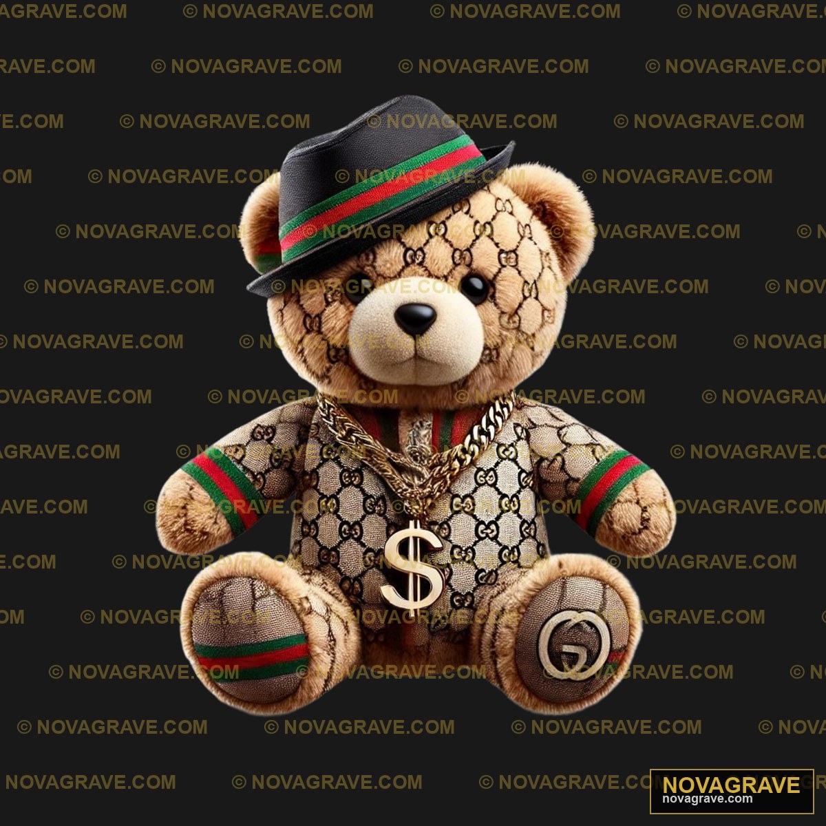 Teddy Bear with Gucci Pattern DTF Design SVG