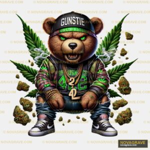 A Teddy Bear Wearing A Hat And A Green Shirt Animals Wildlife - Design DTF