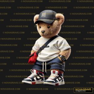 A Teddy Bear Wearing A Hat And Holding A Pair Animals Wildlife - Design DTF