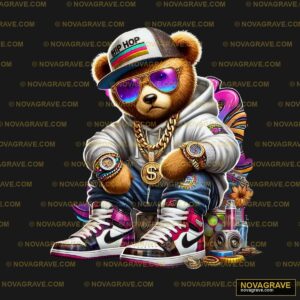 A Teddy Bear Wearing A Hat And Sunglasses Animals Wildlife 5 - DTF Transfer Design