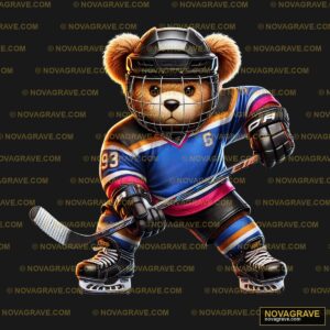 A Teddy Bear Wearing A Hockey Uniform Animals Wildlife - Design DTF