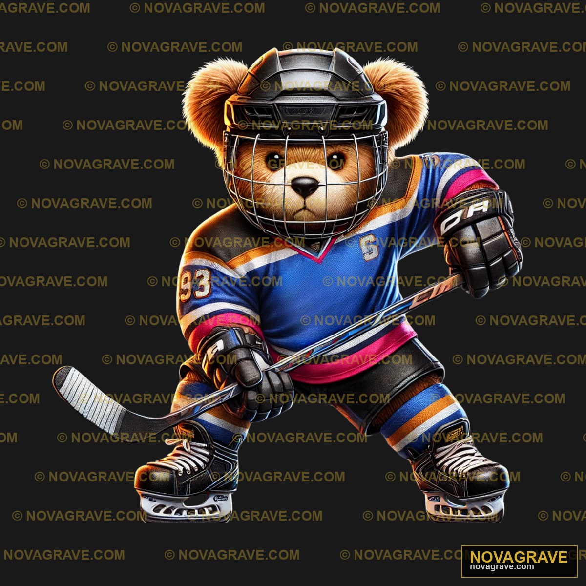 A Teddy Bear Wearing A Hockey Uniform Animals Wildlife - Design DTF