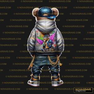 A Teddy Bear Wearing A Hoodie And Jeans Animals Wildlife - DTF Ontwerp