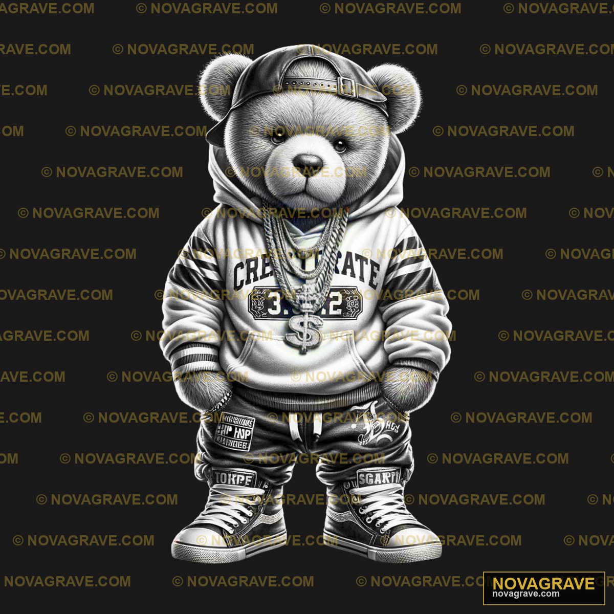 A Teddy Bear Wearing A Hoodie And Sneakers Animals Wildlife 2 - DTF Ontwerp