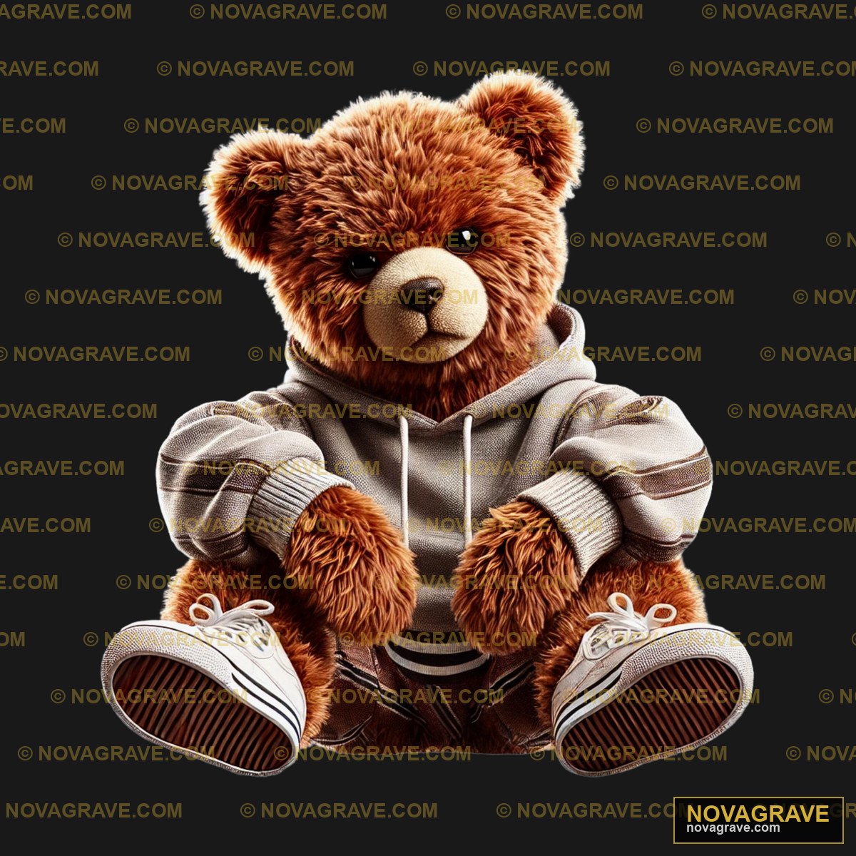 A Teddy Bear Wearing A Hoodie And Sneakers Animals Wildlife 4 - DTF Ontwerp