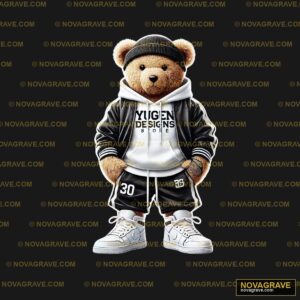 A Teddy Bear Wearing A Hoodie And Sneakers Animals Wildlife - DTF Ontwerp