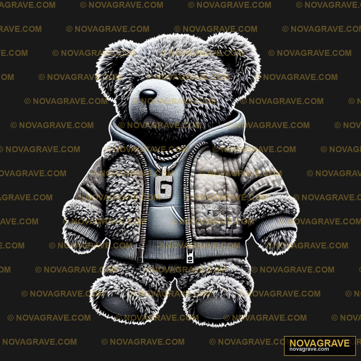 A Teddy Bear Wearing A Jacket And Jacket Animals Wildlife - DTF Transfer Design