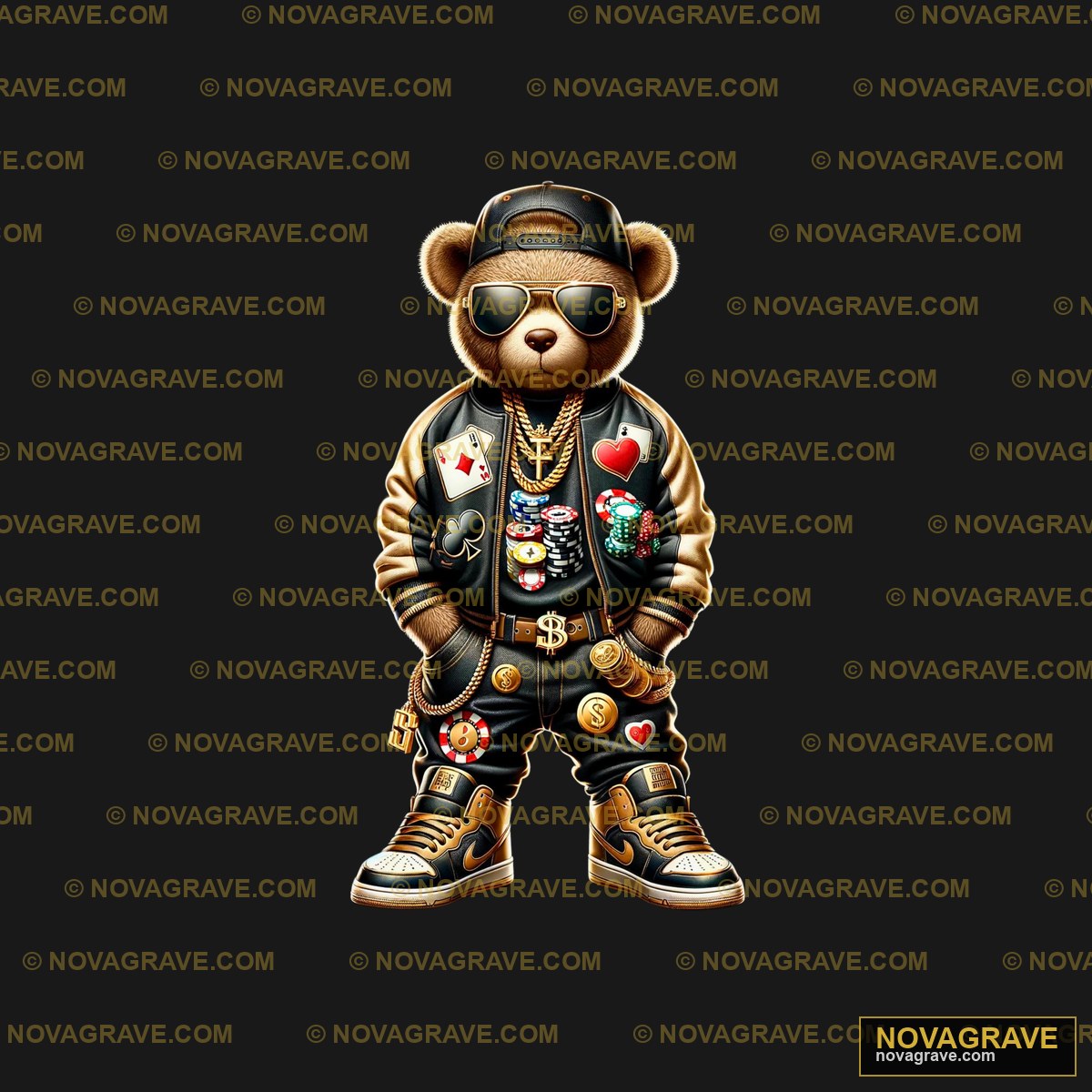 A Teddy Bear Wearing A Jacket And Sunglasses Animals Wildlife - DTF Ontwerp