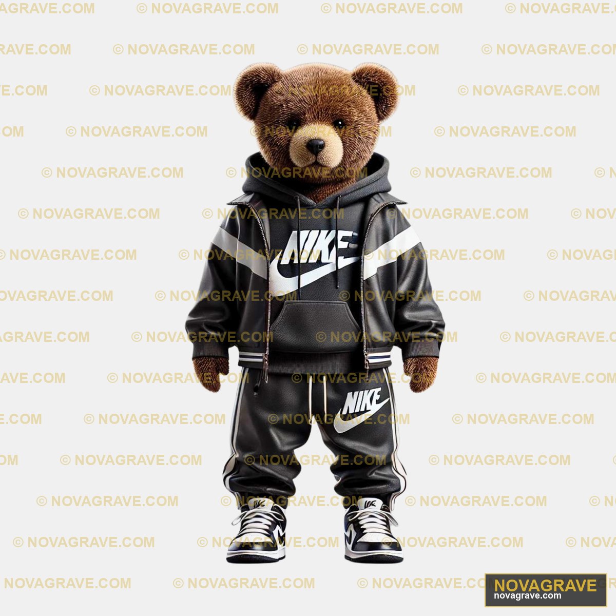 Cool Teddy Bear in Nike Style Tracksuit DTF Design PNG