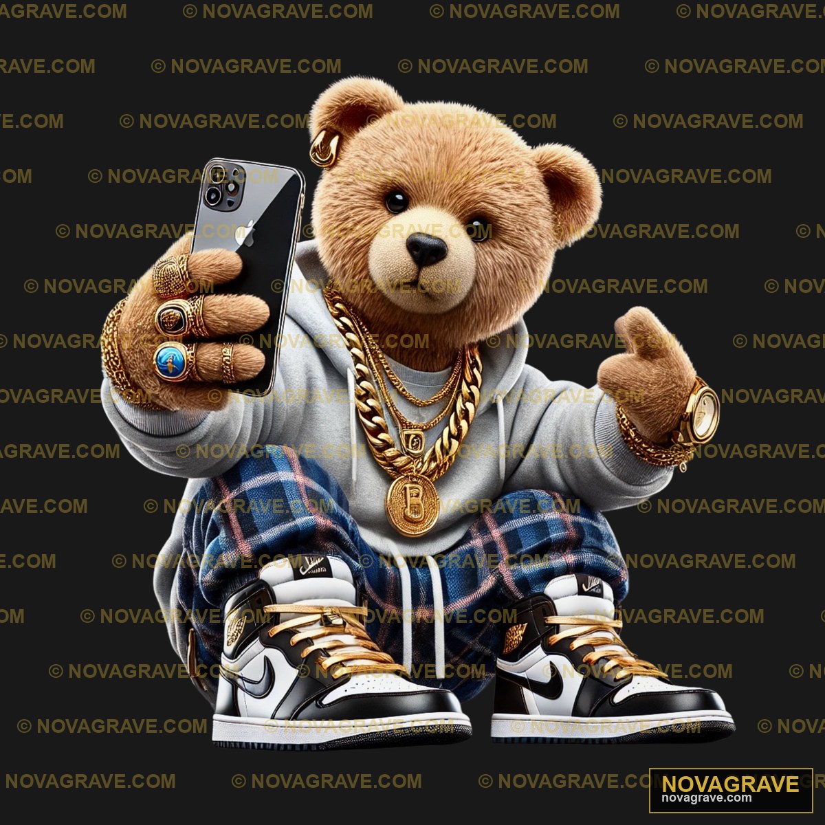 A Teddy Bear Wearing A Pair Of Sneakers And A Animals Wildlife - DTF Ontwerp