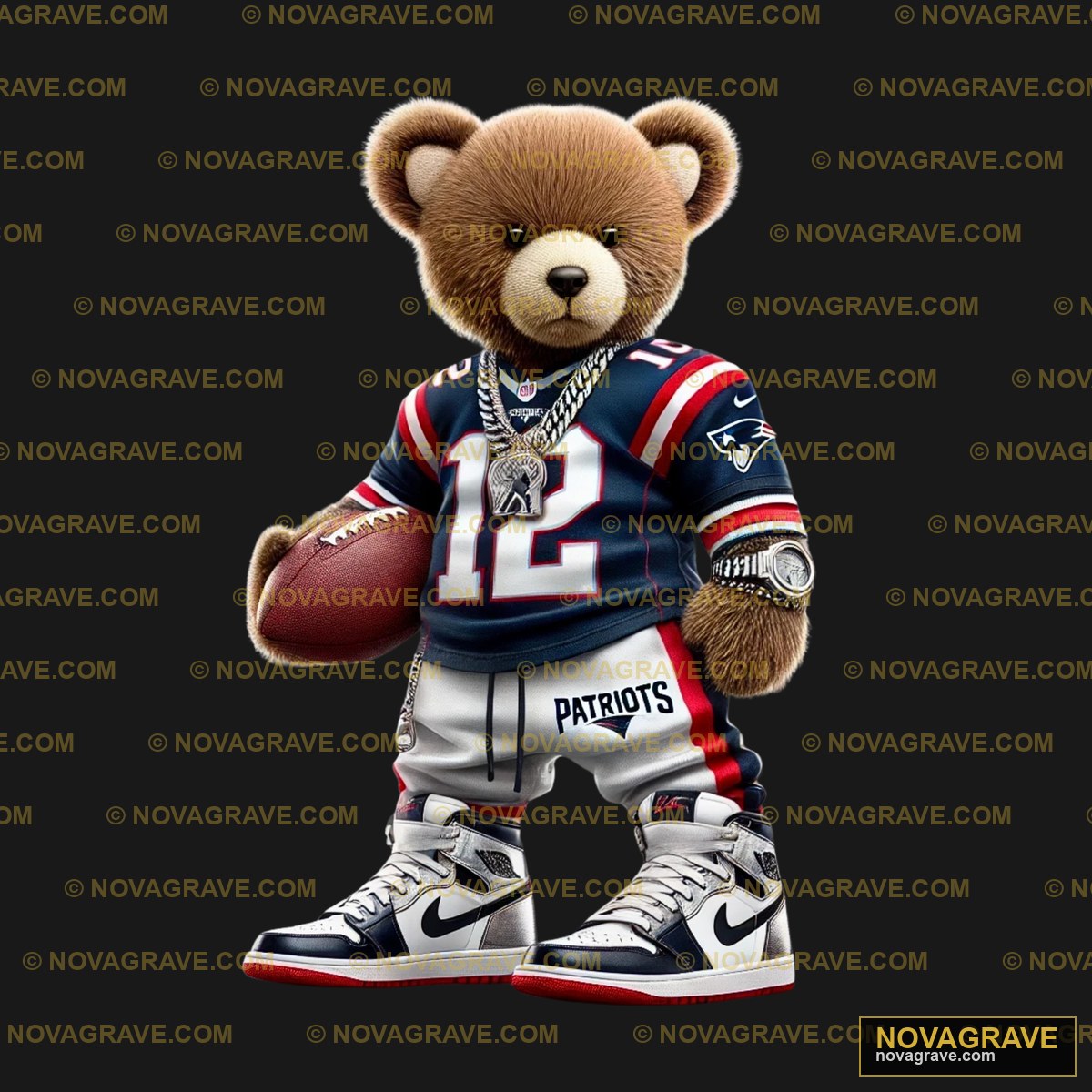 A Teddy Bear Wearing A Patriots Uniform Animals Wildlife - DTF Ontwerp