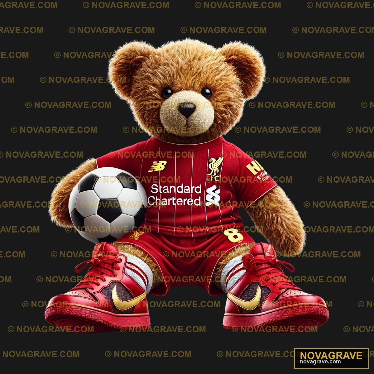 A Teddy Bear Wearing A Red Shirt And Soccer S Animals Wildlife - DTF Transfer Design