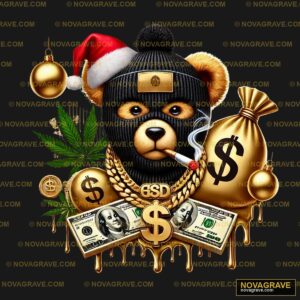 A Teddy Bear Wearing A Santa Hat And Holding Animals Wildlife - DTF Ontwerp