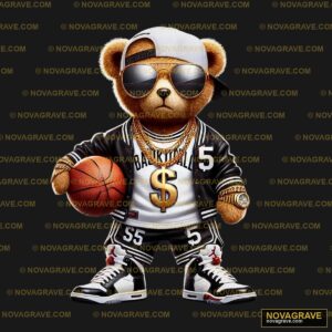 A Teddy Bear Wearing A White Shirt And Sungla Animals Wildlife - DTF Transfer Design