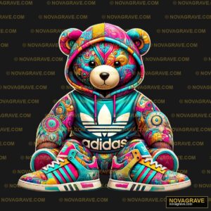 A Teddy Bear Wearing Adis Sneakers Animals Wildlife - DTF Ontwerp