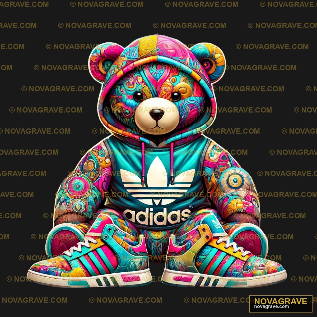 A Teddy Bear Wearing Adis Sneakers Animals Wildlife - DTF Ontwerp