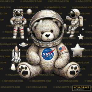 A Teddy Bear Wearing An Astronaut Suit And Ho Animals Wildlife - DTF Transfer Design
