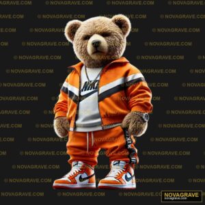 A Teddy Bear Wearing An Orange And White Jack Animals Wildlife - DTF Transfer Design