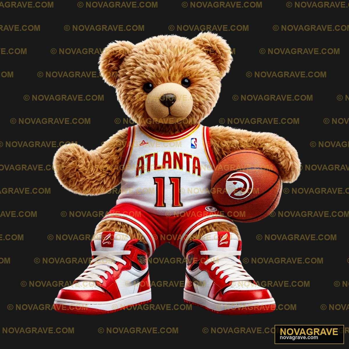 A Teddy Bear With A Basketball Shoe And Sneak Animals Wildlife - DTF Transfer Design