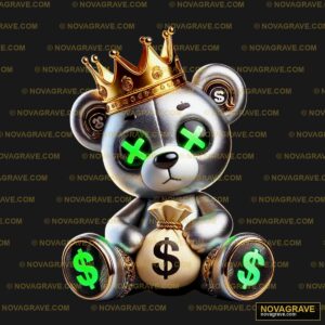 A Teddy Bear With A Crown On Top Of It Animals Wildlife - Design DTF