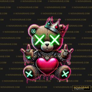 A Teddy Bear With A Heart And A Crown Animals Wildlife - Design DTF