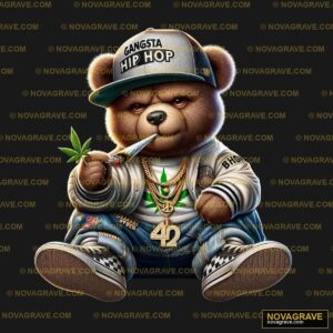 A Teddy Bear With A Marijuana In His Mouth Animals Wildlife - Design DTF