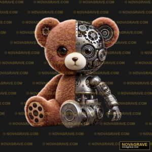 A Teddy Bear With A Mechanical Mechanism On I Animals Wildlife - DTF Transfer Design