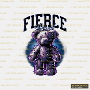 A Teddy Bear With A Purple And Blue Backgroun Animals Wildlife - Design DTF