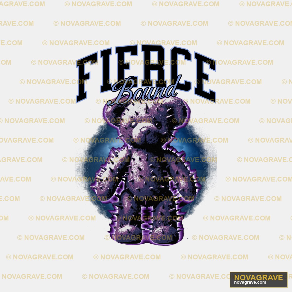 A Teddy Bear With A Purple And Blue Backgroun Animals Wildlife - Design DTF