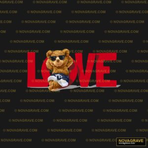 A Teddy Bear With Sunglasses And A T Shirt Animals Wildlife - DTF Transfer Design