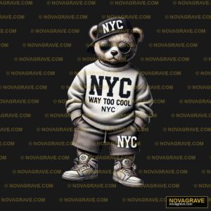 A Teddy Wearing A New York Sweatshirt And Sun Animals Wildlife - DTF Transfer Design