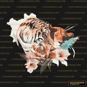 A Tiger And A Tiger Cub Are Surrounded By Flo Animals Wildlife - Design DTF