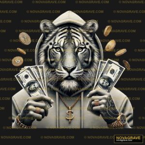 A Tiger In A Hoodie Holding Money Animals Wildlife - Design DTF