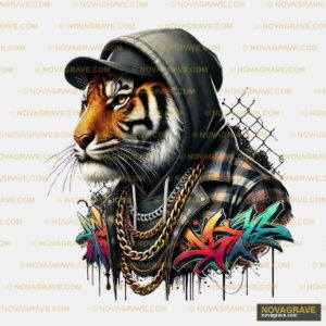 A Tiger Wearing A Hoodie And A Hoodie Animals Wildlife 2 - Design DTF