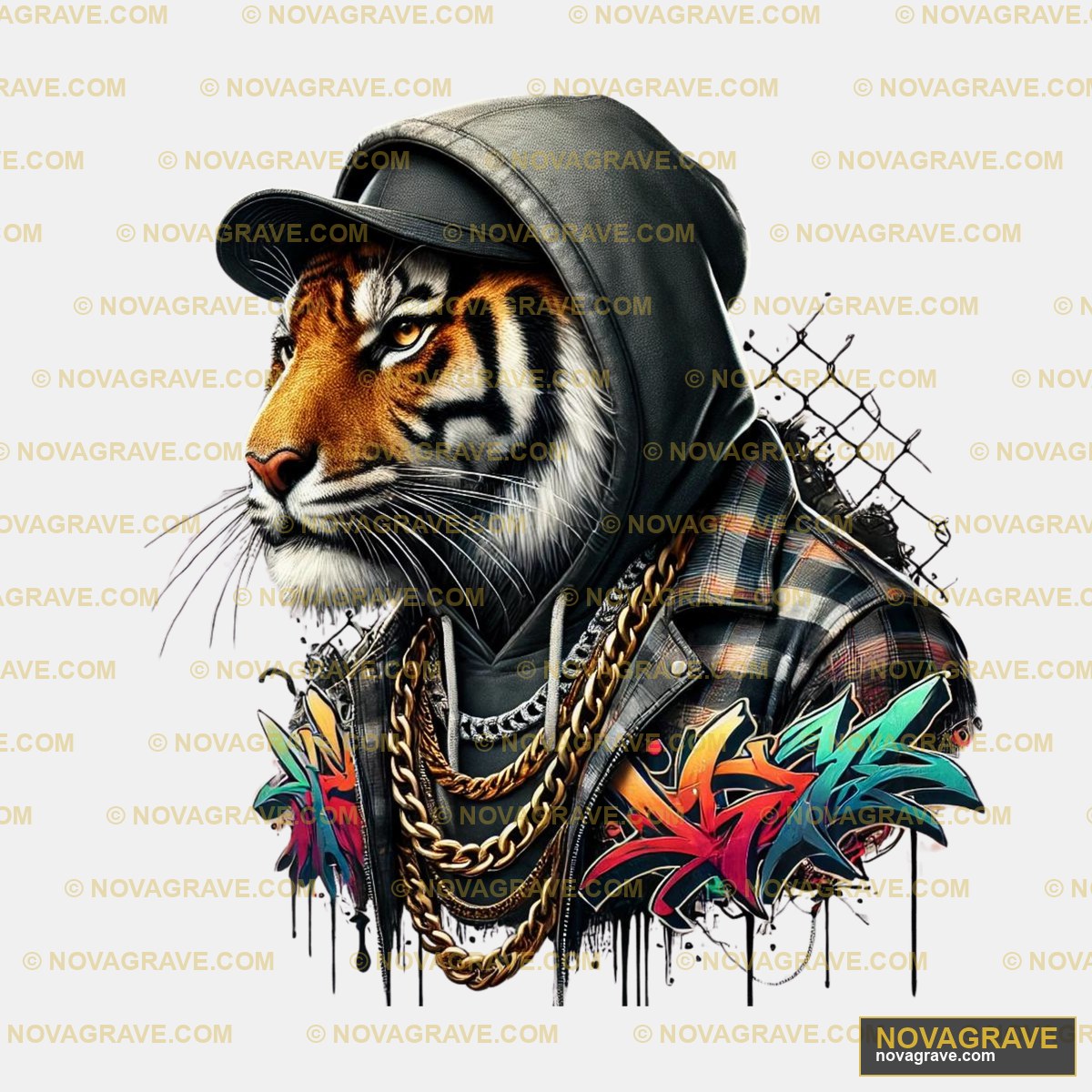 A Tiger Wearing A Hoodie And A Hoodie Animals Wildlife 2 - Design DTF