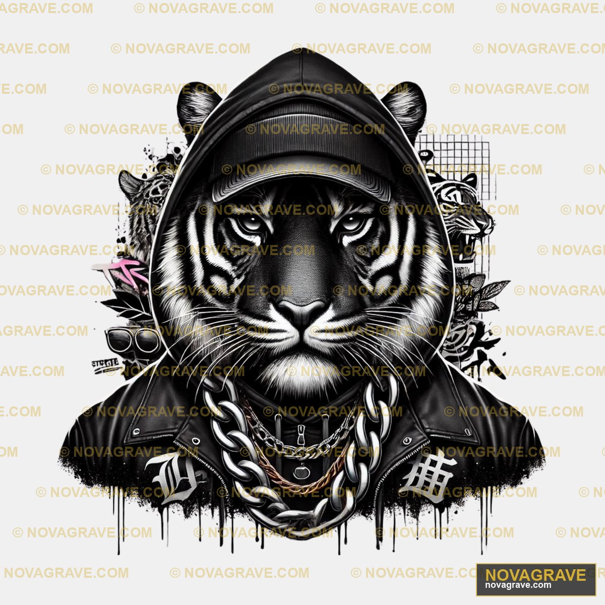 A Tiger Wearing A Hoodie And A Hoodie Animals Wildlife 5 - DTF Transfer Design